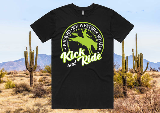 Kick & Ride Tee with Lime green print