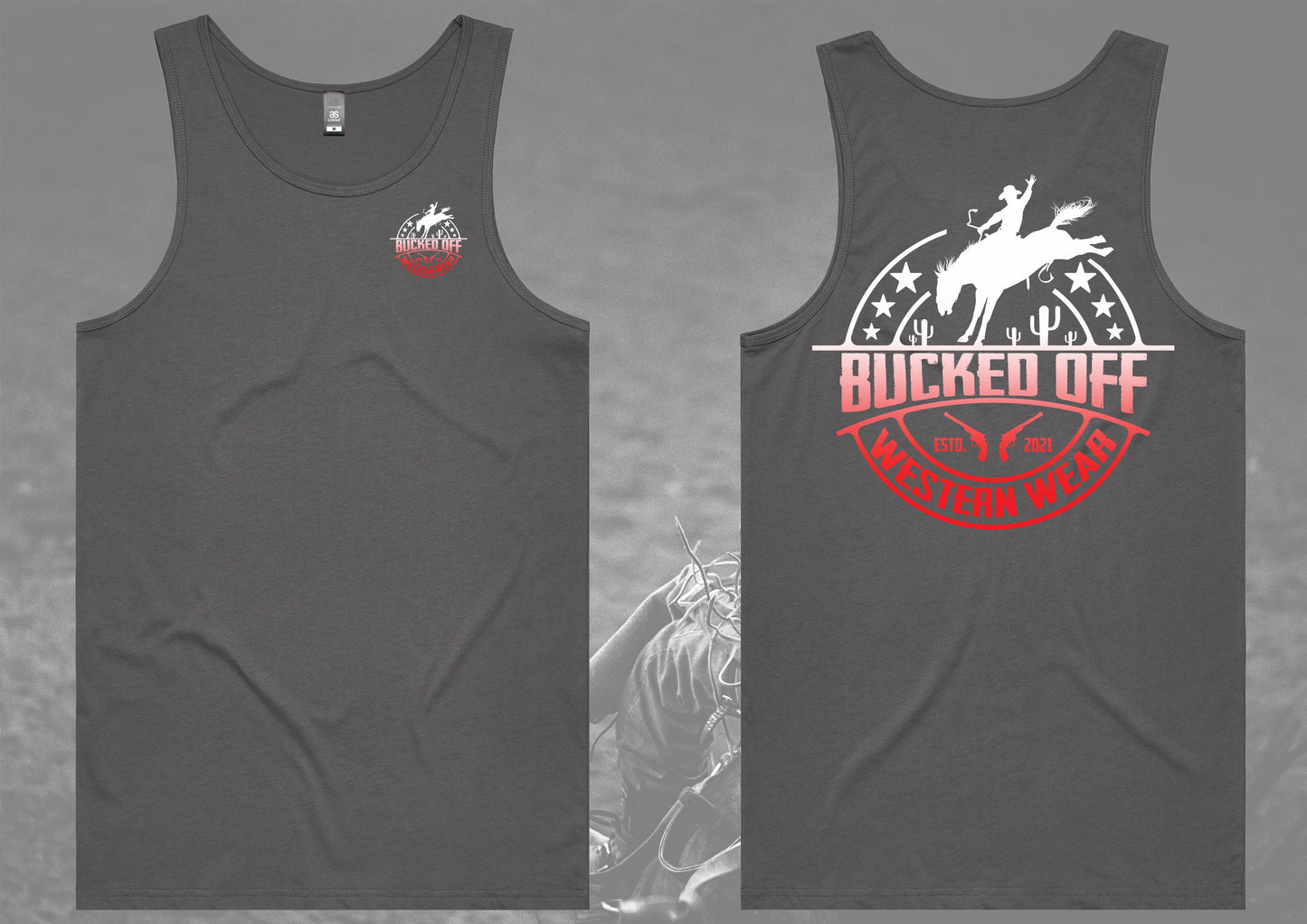 Grey and White Bronc singlet