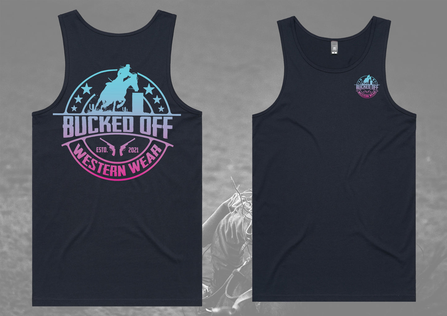 Teal and Pink Barrel Racer singlet